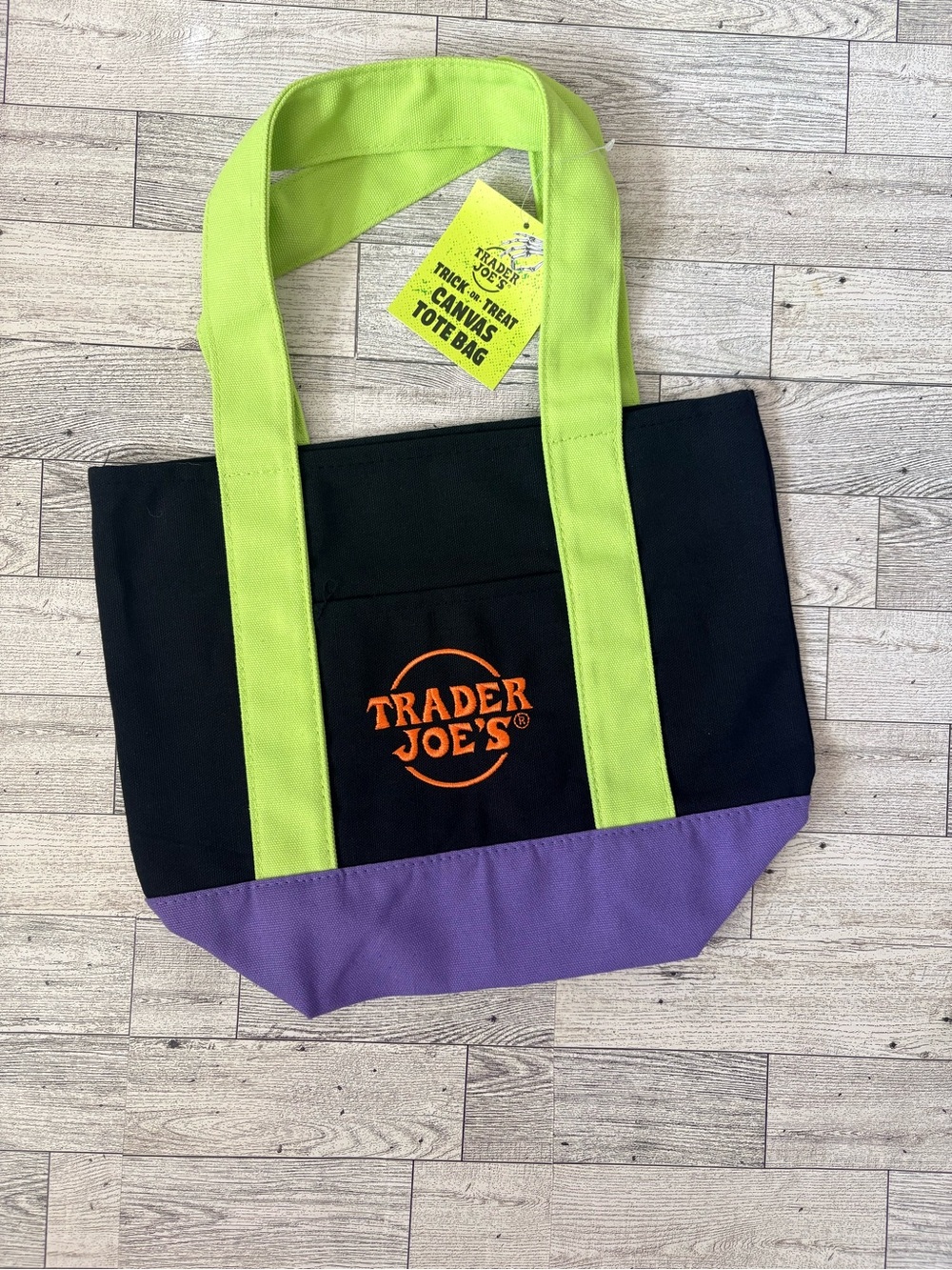 Trader Joe’s Halloween Mini Canvas Reusable Bag: Black Purple Green Multicolor